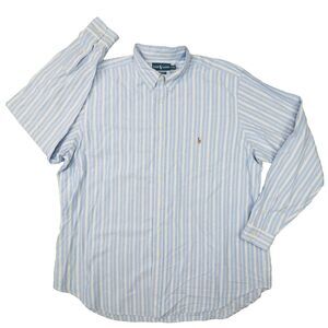 Ralph Lauren Mens Vintage Classic Fit Blue Striped Oxford Button Up Shirt 2XLT
